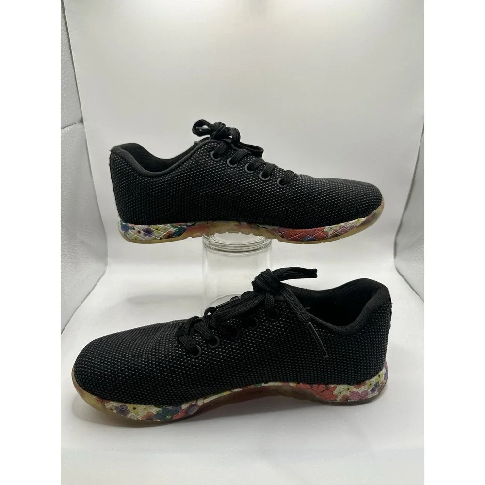 NOBULL Black Daisy Floral Trainer Low Top Sneakers Lifting Shoes Women's Sz 8